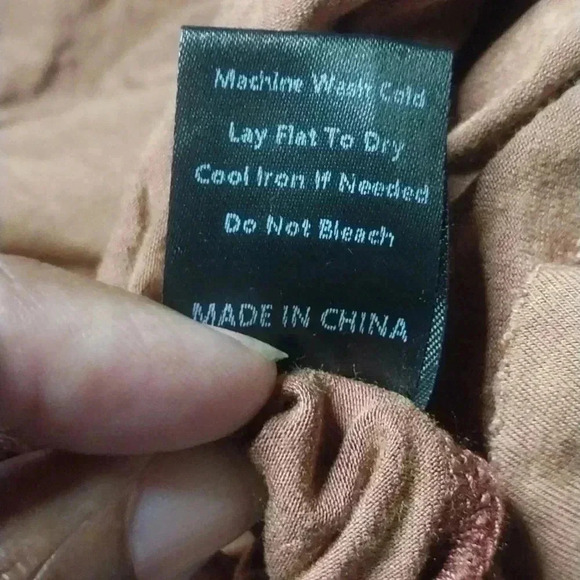 Brown and Tan French Terry Mixed Fabric Henley Top Size M - Picture 8 of 8